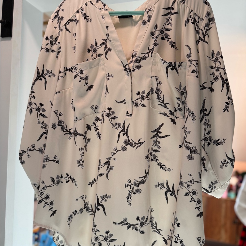 Torrid Black and White Floral Blouse